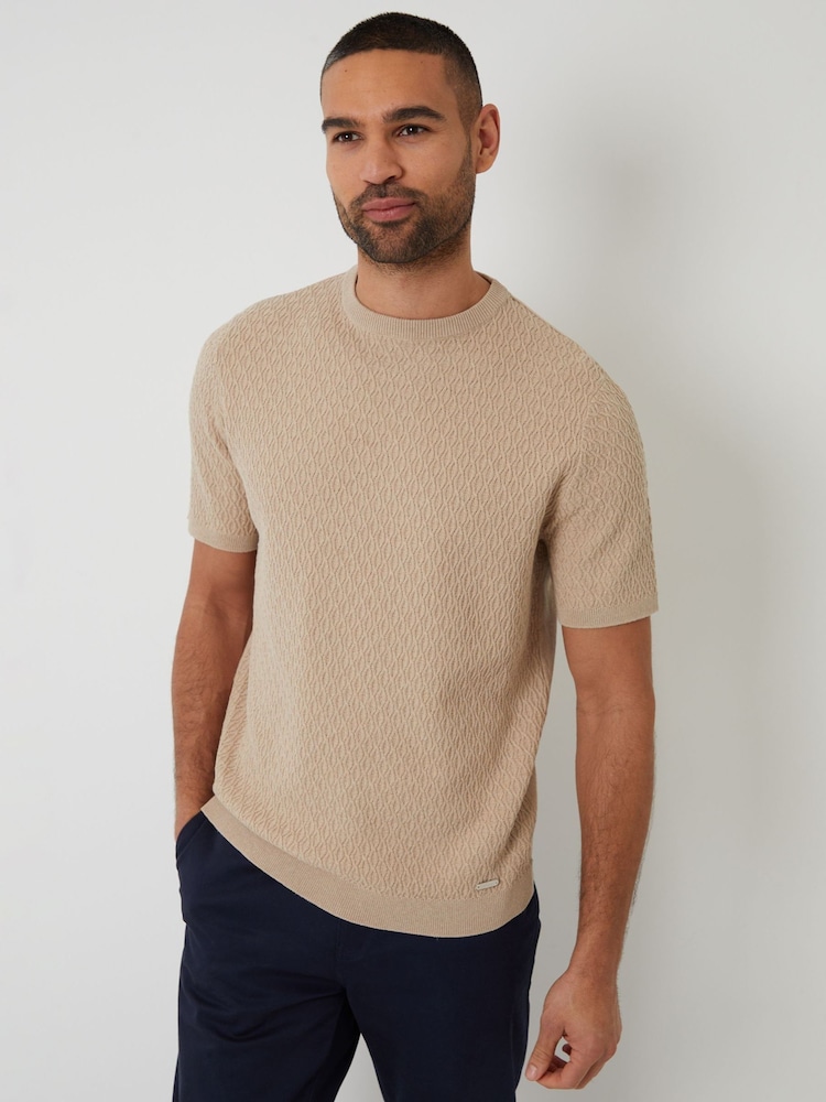 Threadbare Brown Mini Cable Knit T-Shirt - Image 4 of 4 Threadbare Brown Mini Cable Knit T-Shirt - Image 4 of 4