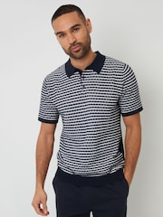 Threadbare Textured Stripe Knitted Polo Shirt - Image 1 of 4