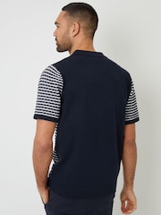Threadbare Textured Stripe Knitted Polo Shirt - Image 2 of 4