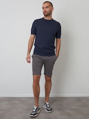 Threadbare Blue Moss Stitch Knitted T-Shirt - Image 3 of 4
