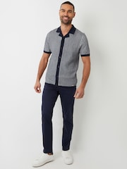 Threadbare Textured Stripe Revere Collar Knitted Shirt - Изображение 3 из 4