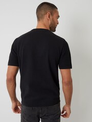 Threadbare Black Mini Cable Knit T-Shirt - Image 3 of 4