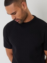 Threadbare Black Mini Cable Knit T-Shirt - Image 4 of 4