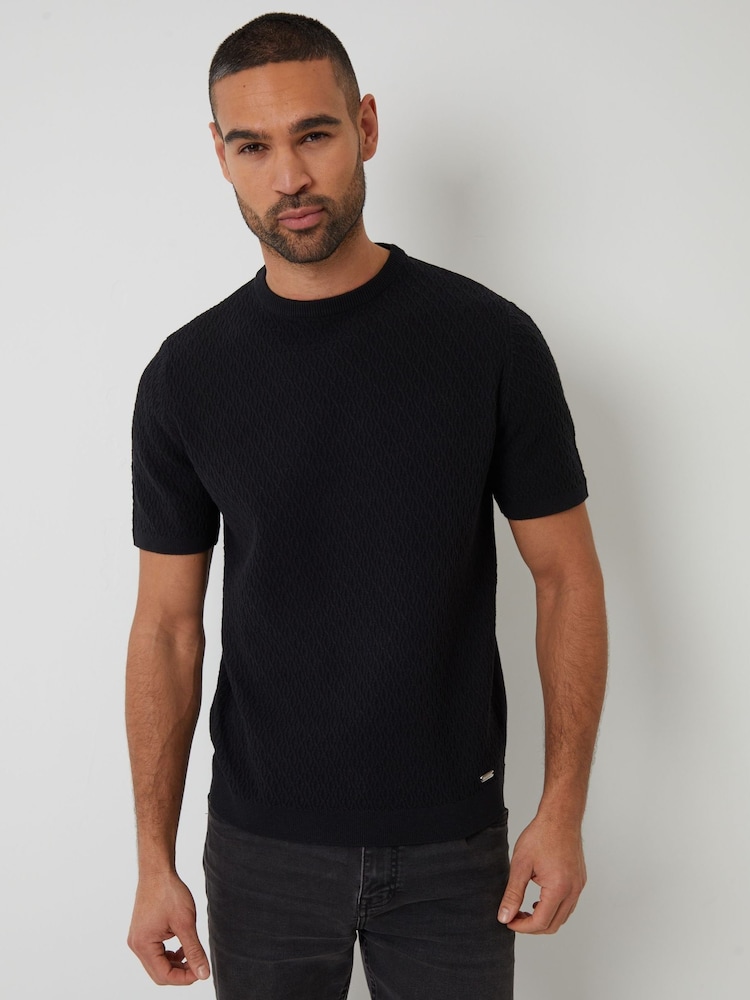 Threadbare Black Mini Cable Knit T-Shirt - Image 4 of 4 Threadbare Black Mini Cable Knit T-Shirt - Image 4 of 4