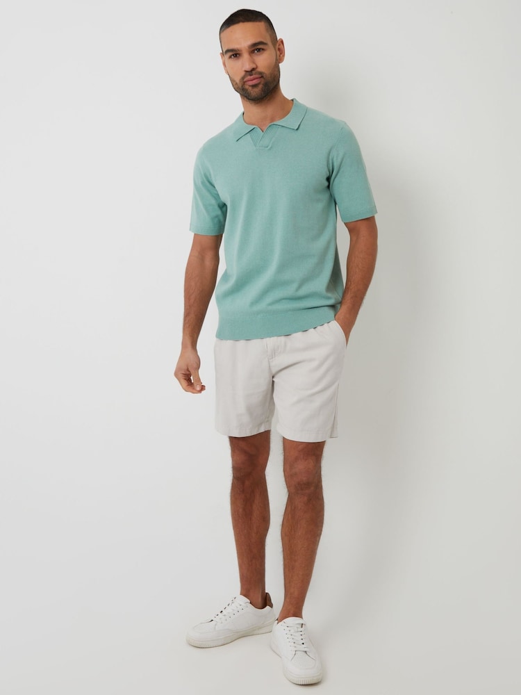 Threadbare Green Trophy Neck Knitted Polo Shirt - Image 3 of 4