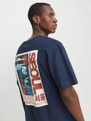 JACK & JONES Seoul Graphic Print Back 100% Cotton T-Shirt - Image 1 of 8
