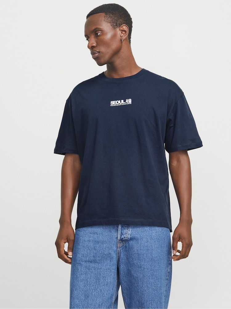 JACK & JONES Seoul Graphic Print Back 100% Cotton T-Shirt - Image 2 of 8