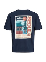 JACK & JONES Seoul Graphic Print Back 100% Cotton T-Shirt - Image 7 of 8
