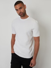 Threadbare Cream Textured Knitted T-Shirt - Image 1 of 4