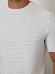Threadbare Cream Textured Knitted T-Shirt - Image 4 of 4