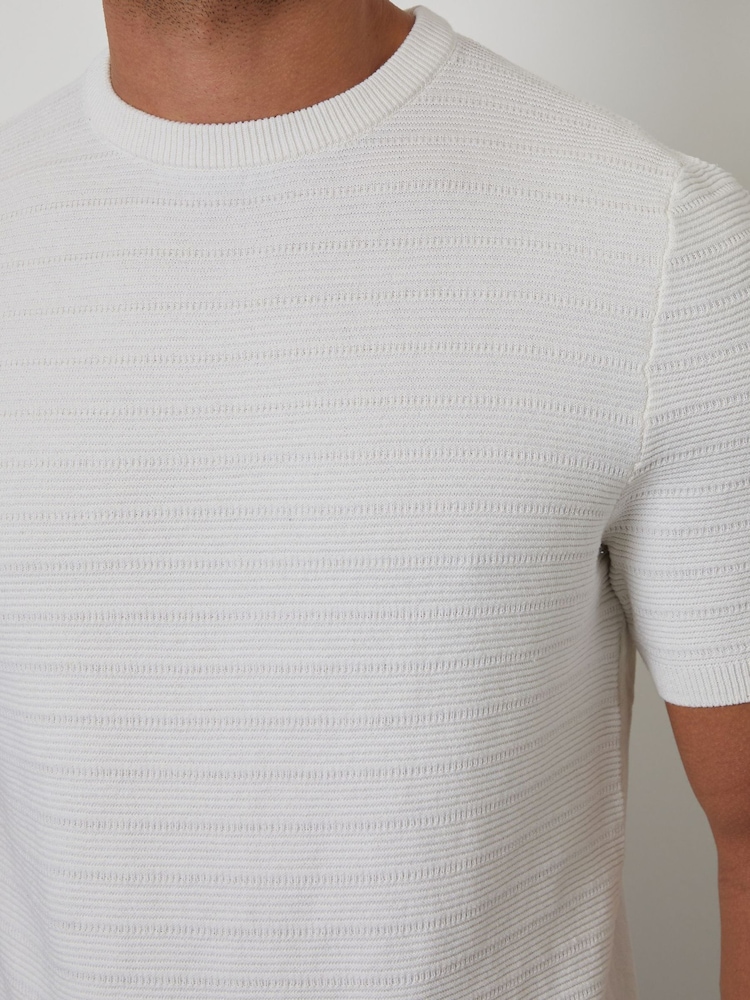 Threadbare Cream Textured Knitted T-Shirt - Image 4 of 4