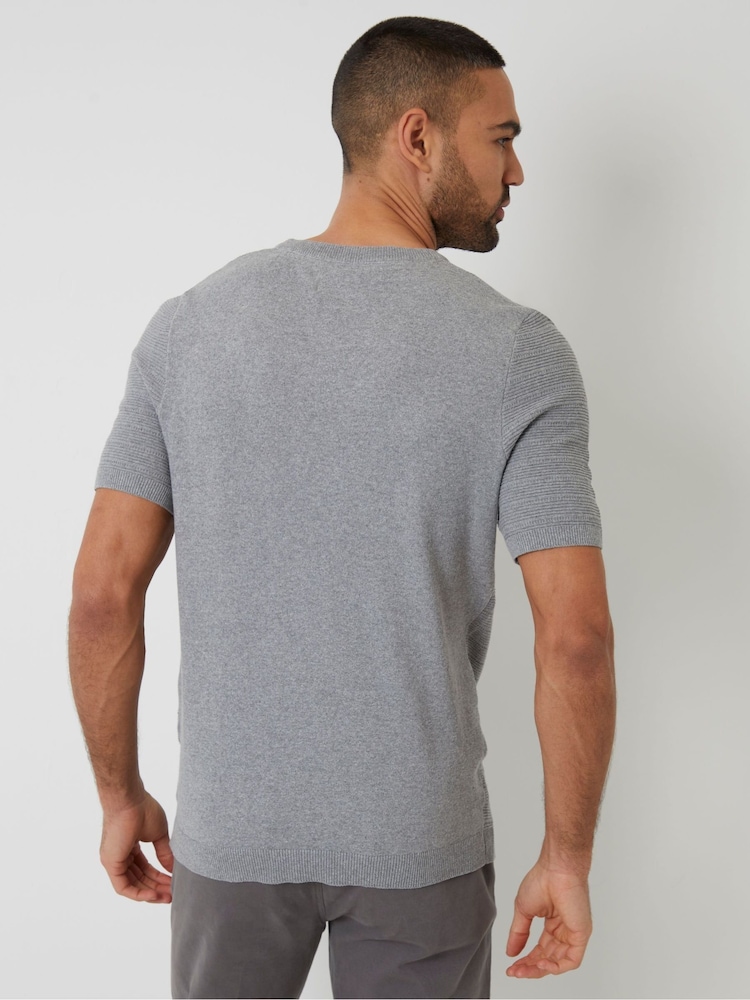 Threadbare Grey Textured Knitted T-Shirt - Image 2 of 4