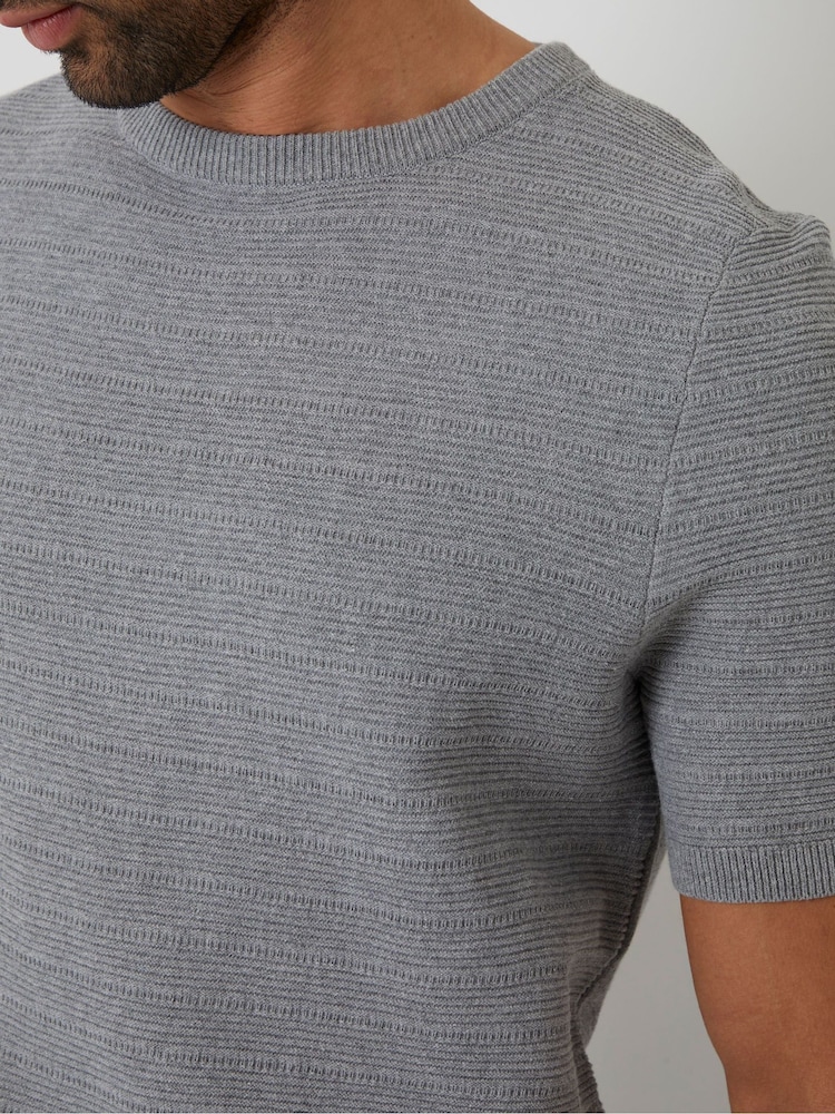 Threadbare Grey Textured Knitted T-Shirt - Image 4 of 4