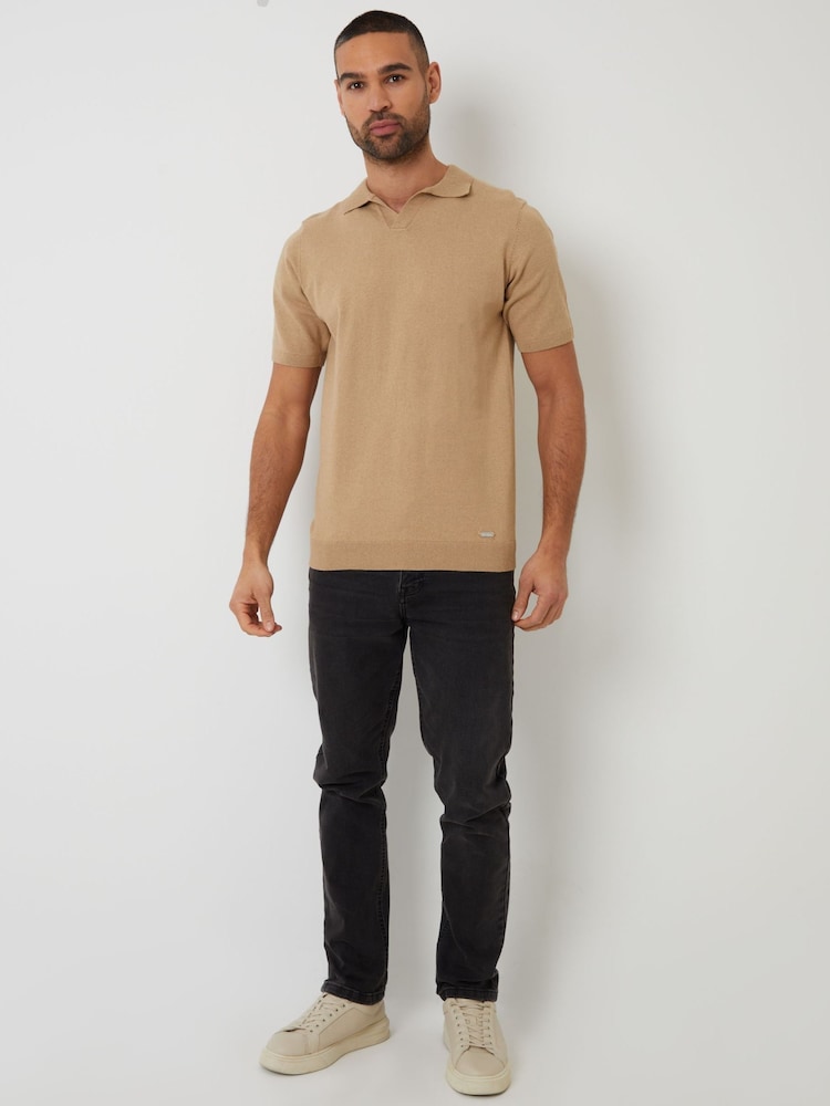 rjava - Threadbare pletena polo majica z ovratnikom Trophy - Slika 2 iz 4