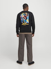 JACK & JONES Black Art Graphic Back Print Crew Neck Sweatshirt - Image 2 of 7