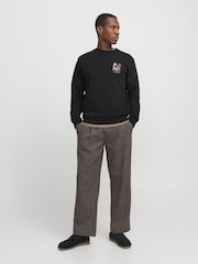 JACK & JONES Black Art Graphic Back Print Crew Neck Sweatshirt - Image 4 of 7