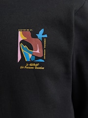 JACK & JONES Black Art Graphic Back Print Crew Neck Sweatshirt - Image 6 of 7