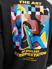 JACK & JONES Black Art Graphic Back Print Crew Neck Sweatshirt - Image 7 of 7