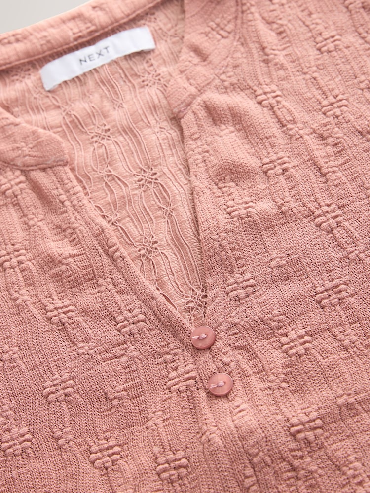 Pink Sheer Lace Button Through Top - Image 2 of 3