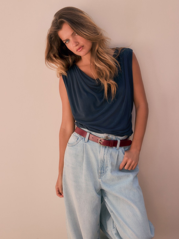 Navy N. Premium Drape Modal Sleeveless Top - Image 1 of 8
