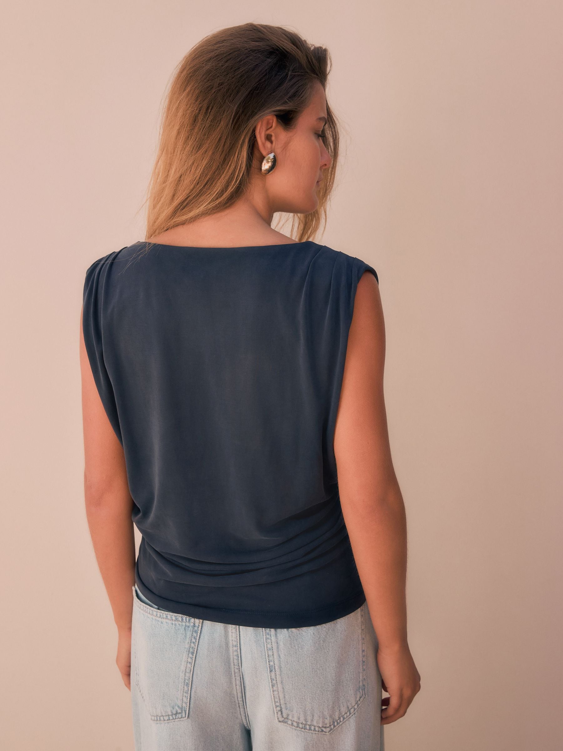 Buy Navy N. Premium Drape Modal Sleeveless Top from Next Republic
