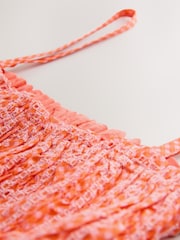 Orange Sleeveless Shirred Broderie Cami - Image 2 of 2