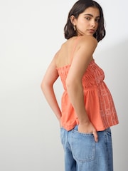 Naranja - Sleeveless Shirred Broderie Cami - Imagen 3 de 7