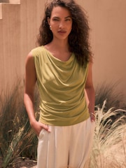 Olive Green N. Premium Drape Modal Sleeveless Top - Image 1 of 7