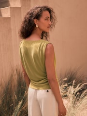 Olive Green N. Premium Drape Modal Sleeveless Top - Image 3 of 7