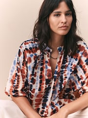 Multi Tie Dye Volume Sleeve V-Neck Blouse - Image 1 of 8