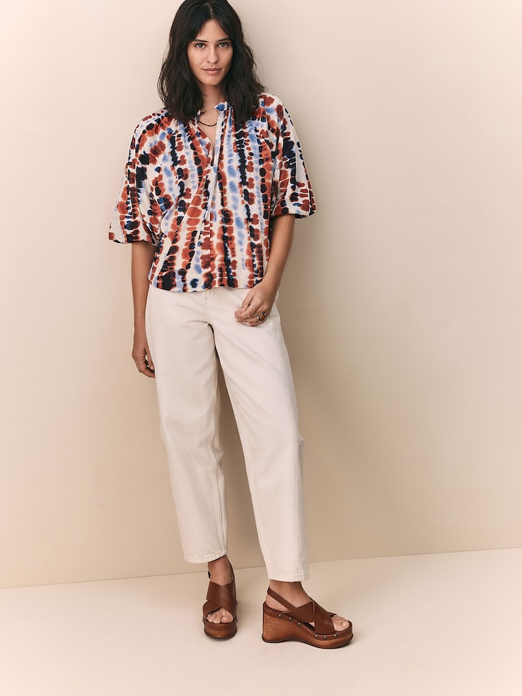 Multi Tie Dye Volume Sleeve V-Neck Blouse - Image 2 of 8