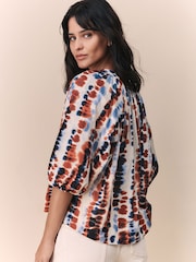 Multi Tie Dye Volume Sleeve V-Neck Blouse - Image 3 of 8