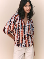 Multi Tie Dye Volume Sleeve V-Neck Blouse - Image 5 of 8