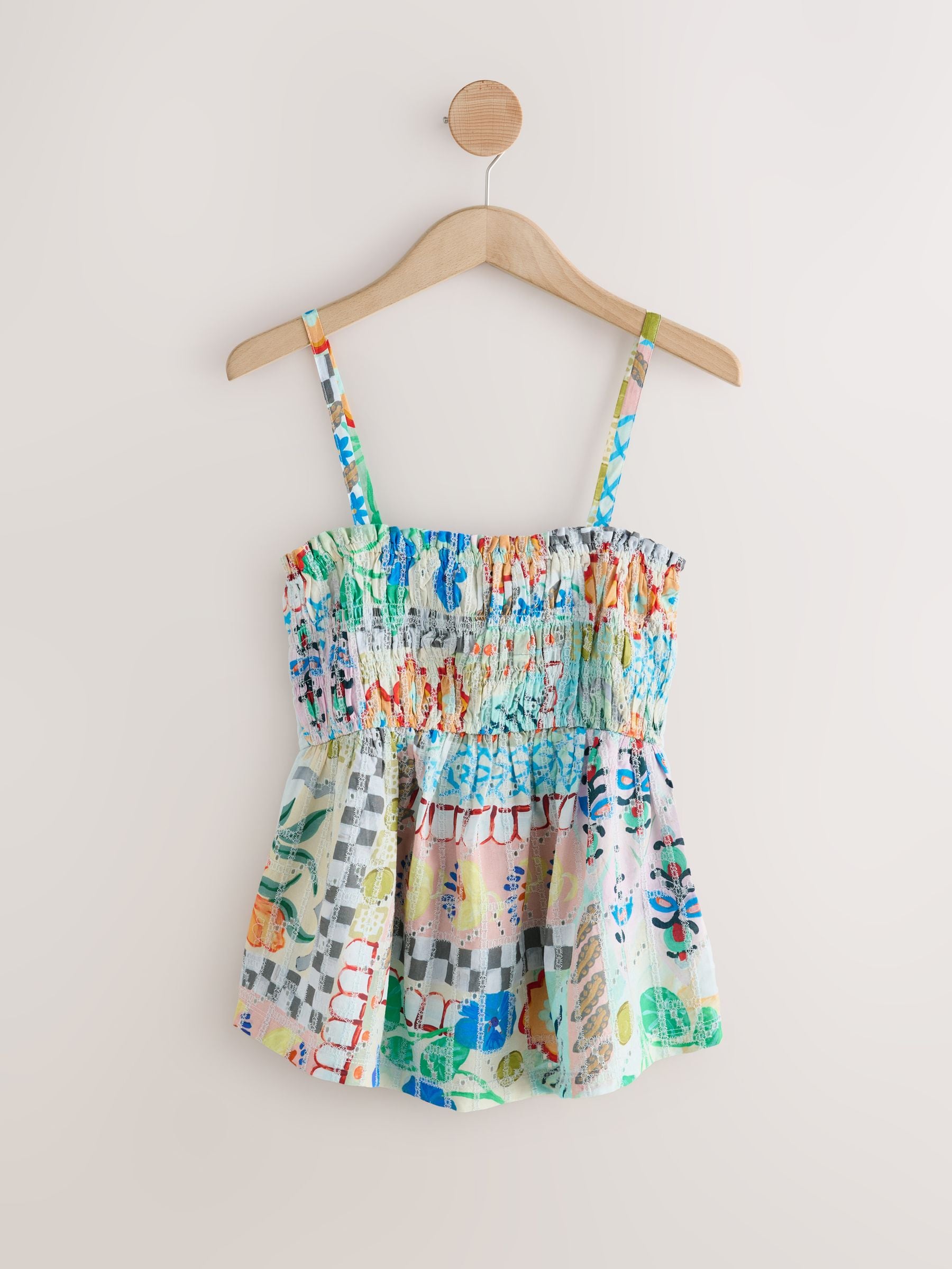 Buy Multi Pattern Sleeveless Shirred Broderie Cami from Next South
