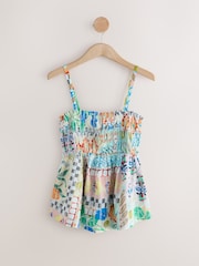 Multi Pattern Sleeveless Shirred Broderie Cami - Image 5 of 7