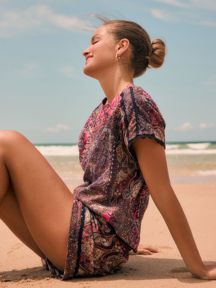 Multi Paisley Short Sleeve Bubblehem T-Shirt - Image 2 of 7