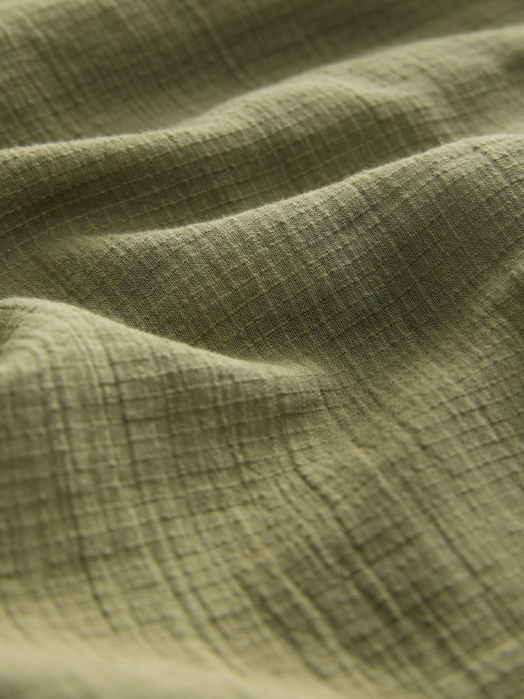 Khaki Green Woven Mix V-Neck Embroidered Frill Sleevless Top - Image 7 of 7