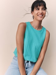 Teal Blue Sleeveless Bubble Hem Top - Image 1 of 8