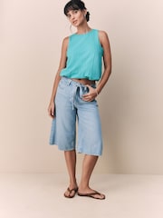 Teal Blue Sleeveless Bubble Hem Top - Image 2 of 8