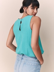 Teal Blue Sleeveless Bubble Hem Top - Image 4 of 8