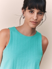 Teal Blue Sleeveless Bubble Hem Top - Image 5 of 8