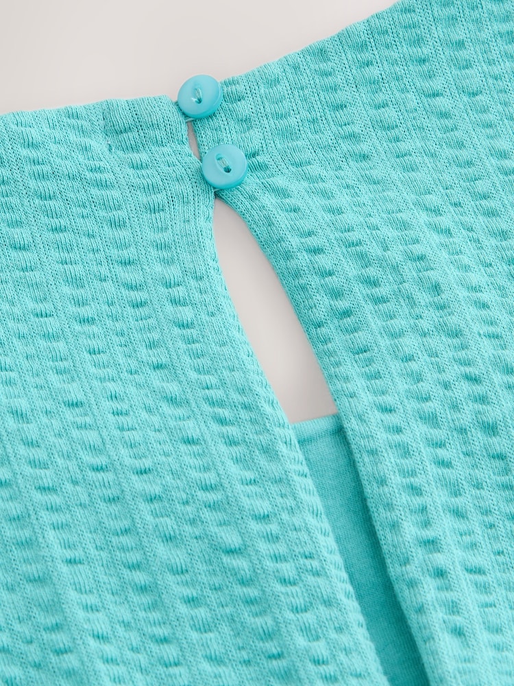 Teal Blue Sleeveless Bubble Hem Top - Image 8 of 8