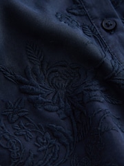 Navy Long Sleeve Button Through Embroidery Blouse - Image 6 of 7