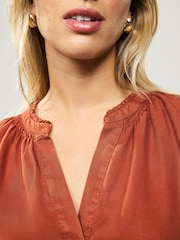 Rust Brown Long Sleeve Button Through Blouse - Image 4 of 8