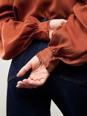 Rust Brown Long Sleeve Button Through Blouse - Image 5 of 8