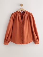 Rust Brown Long Sleeve Button Through Blouse - Image 6 of 8