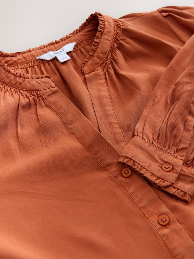Rust Brown Long Sleeve Button Through Blouse - Image 8 of 8
