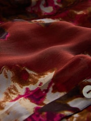 Brown/Pink Floral - Print Long Sleeve Pintuck Ruffle Sleeve Blouse - Image 3 of 3