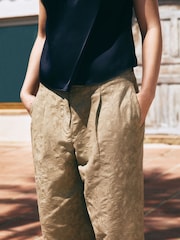 Navy Short Sleeve Crinkle Satin Asymmetric Top - Image 3 of 8