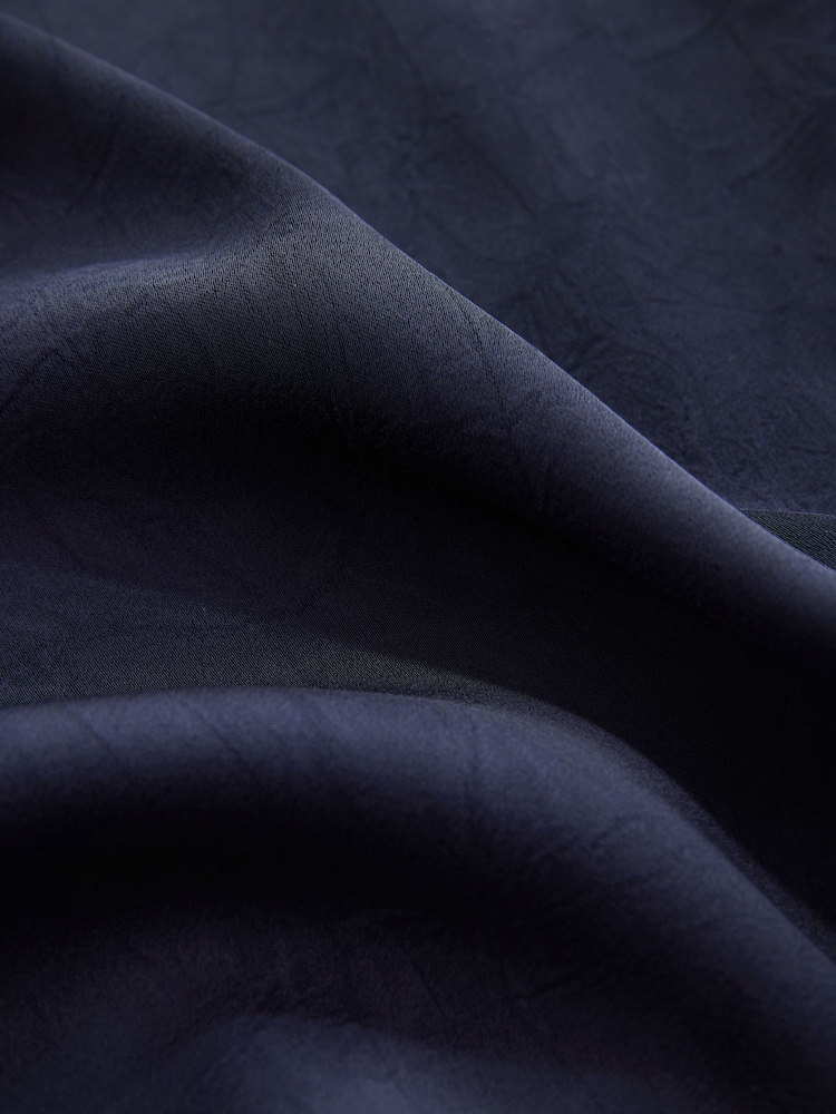 Navy Short Sleeve Crinkle Satin Asymmetric Top - Image 8 of 8